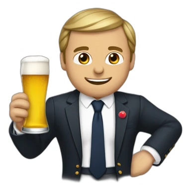 Macron bois une bière sticker