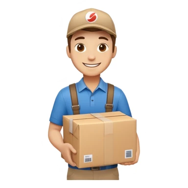 delivery courier with package sticker
