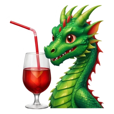 Dragon sipping with a straw from a drink sticker