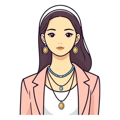 portrait of a girl with jewelry sticker