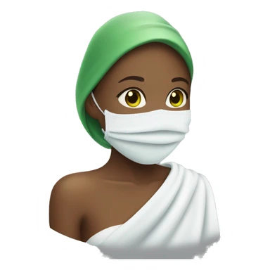 Girl with a white towel on her hand and the green mask on her face sticker