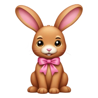 A cute cinnamon-colored bunny with floppy ears and a pink bow on one of them. sticker