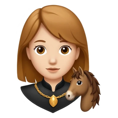 Ein braunhaariges Mädchen mit langen glatten Haaren und sitzend auf einem Braunen Pferd mit schwarzer Mähne  sticker