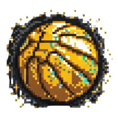 Golden basketball with sparkles sticker