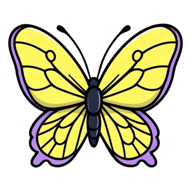 Two colored outlined butterfly sticker