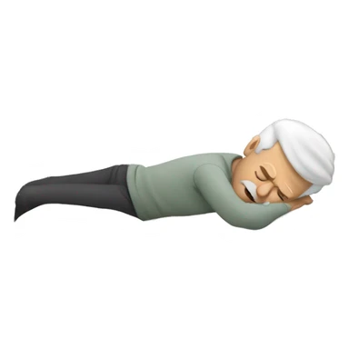 An old man, white hair, sleeping on bed sticker