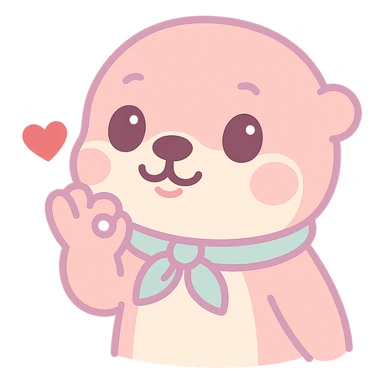 Make the background transparent and add a small red heart coming out from the otter's hand as it does the chef's kiss, keep the kawaii style. sticker