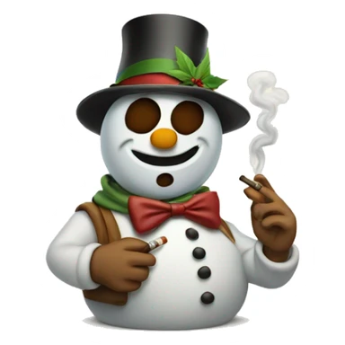 Snow man smoking cigar sticker