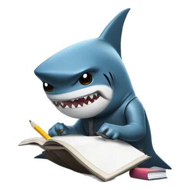 Ninja shark doing homework  sticker