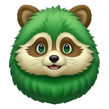 Green tanuki, all green body, only green tone colors sticker