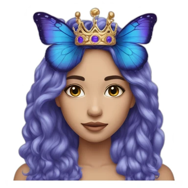 gorgeous-asion girl-blueandpurplebutterfly-crown-longhair sticker