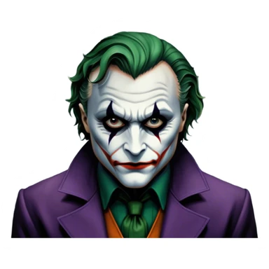 Thriller movie icon: A close-up collage with eerie, dramatic elements. Include the Joker, Hannibal Lecter, and a dark, moody Gotham City skyline in the background. The characters should look intense and shadowed, creating a tense atmosphere. Transparent background. sticker