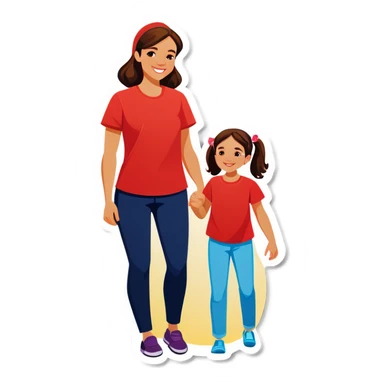 Mom and daughter sticker