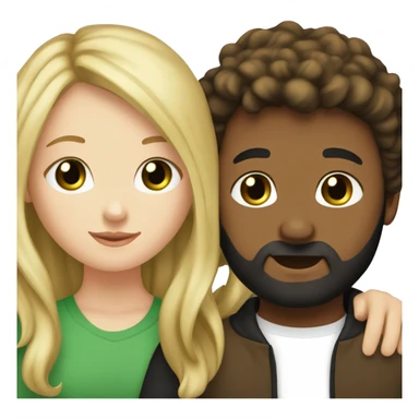 Beautiful white girl with brown hair and green eyes hugging a white beautiful boy with blond hair and black beard  sticker