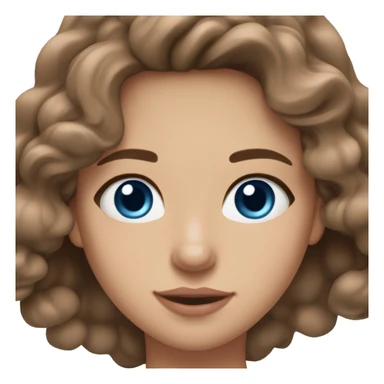 Medium skim tone teenage girl, wavy long brown hair, blue eyes, long eyelashes, light pink lips sticker