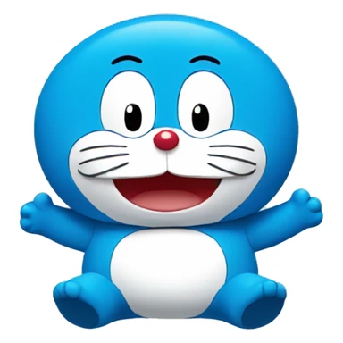 Doraemon with happy face sticker
