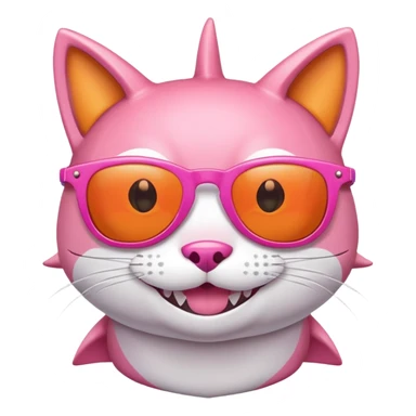 Pink shark cat orange sunglases smiling sticker