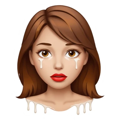 Brown Hair, Woman, white paint drip, face, hot, Sexy, lips sticker