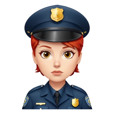 stern looking female cop with red hair sticker