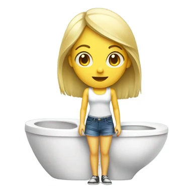 Blonde girl next to toilet sticker