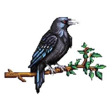 Crow perched on a branch sticker