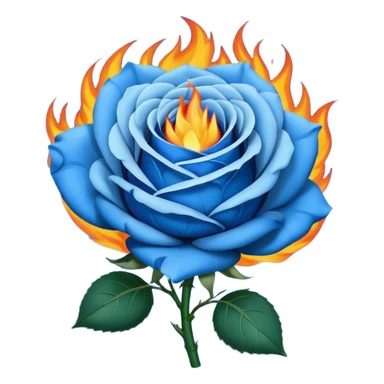 Blue rose in big flame sticker