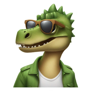 Dinosaur with sunglasses and haircut sticker