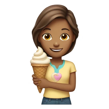 smiling girl with brown hair with ice cream sticker