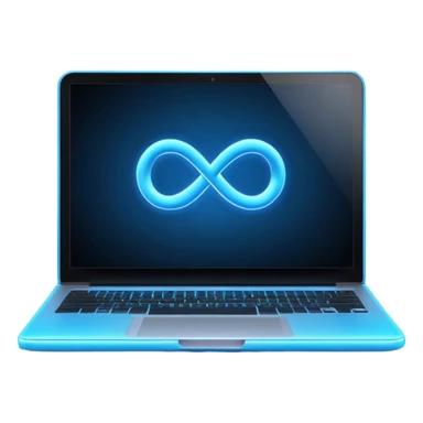 laptop screen showing an infinity symbol sticker