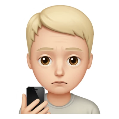 exhausted person with dark circles under eyes, staring intently at smartphone sticker