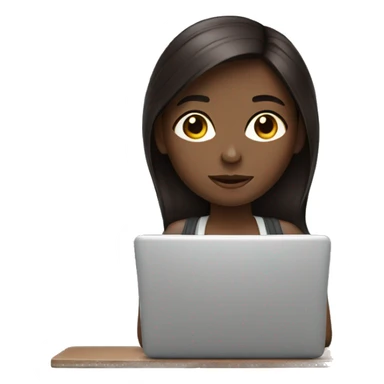 dark brown hair girl working remotely  sticker
