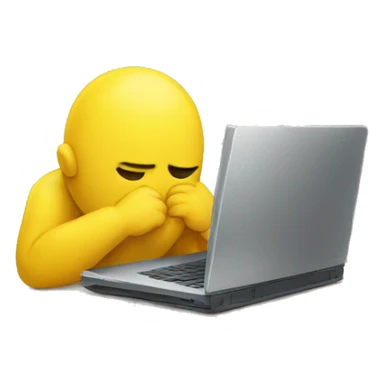 sad yellow person with laptop sticker