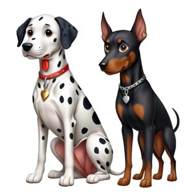 2 dogs : 1 Dalmatian + 1 dobermann sticker