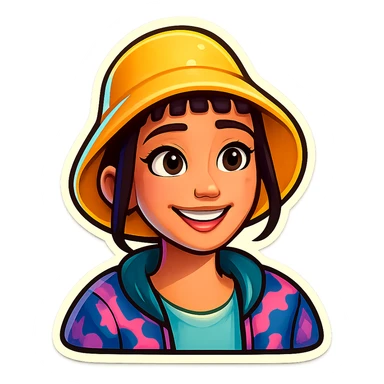 Extract the character from the background and place it on a transparent background, keeping the original retro stickers style and appearance exactly the same. sticker