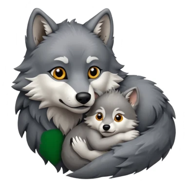 Loup avec son bébé loup sticker