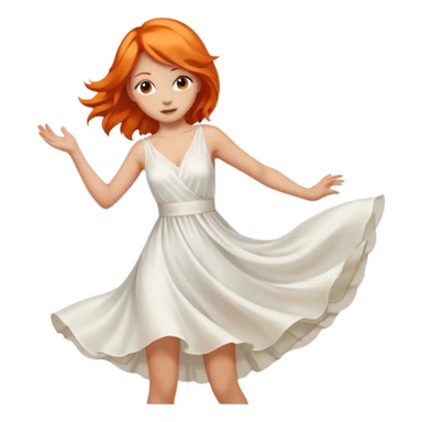A woman with Orange hair, brown reyes And dresses with White dress sticker