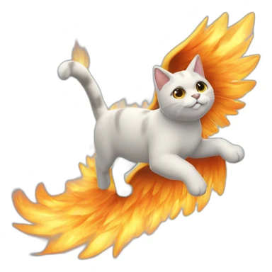 Gato con alas en un cielo de fuego sticker