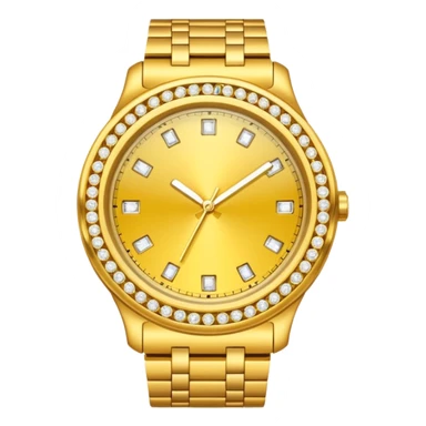 Crea un reloj de oro amarillo con muchos diamantes, sin la cara de fondo sticker