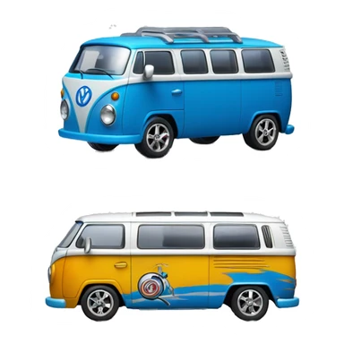 Side view.Mattel hot wheels Volkswagen Kool Kombi.tooned.sports car.blue.shortened wheelbase  sticker