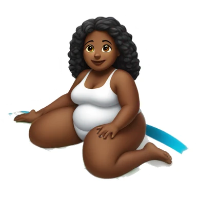 Fat black girl on surfboard sticker