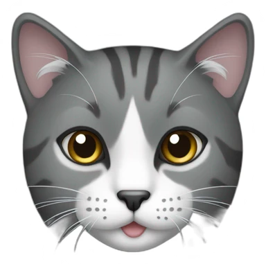 one cat dark grey and white sticker
