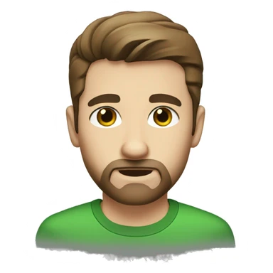 man, short brown hair, short beard, BIG SHARP nose, white, green eyes sticker