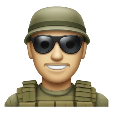 White skin soldier world war with sunglasses sticker