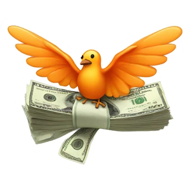 a bundle of money with orange wings sticker