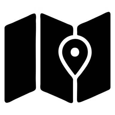 map icon, bold, minimal, solid black filled style sticker