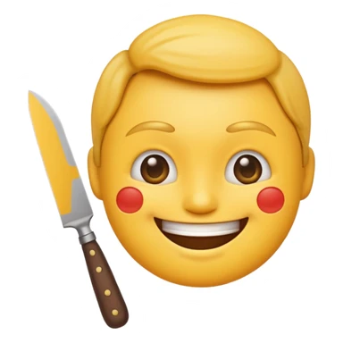 normal smile emoji 🙂 holding knife emoji in right hand sticker