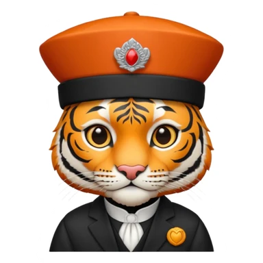 black suited tiger with fes hat sticker