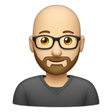 bald developer with beard programming on his computer sticker