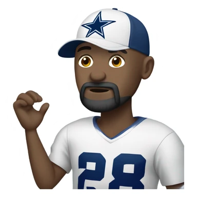 Bald white male with dark brown beard. He is holding dark blue Dallas Cowboys hat. He’s crying because he’s ashamed of being bald  sticker