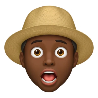 homme créole réunionnais  étonné  bouche ouverte avec chapeau sticker